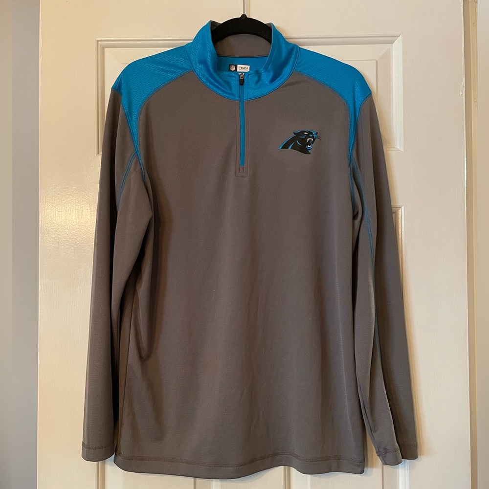 NWOT Carolina Panthers Grey and Blue Quarter-Zip Pullover
